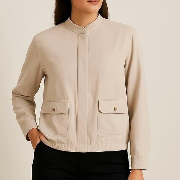 J.Jill Jackets & Blazers - J. Jill Size M Petite Women's Linen Jacket Beige Button Front Lightweight